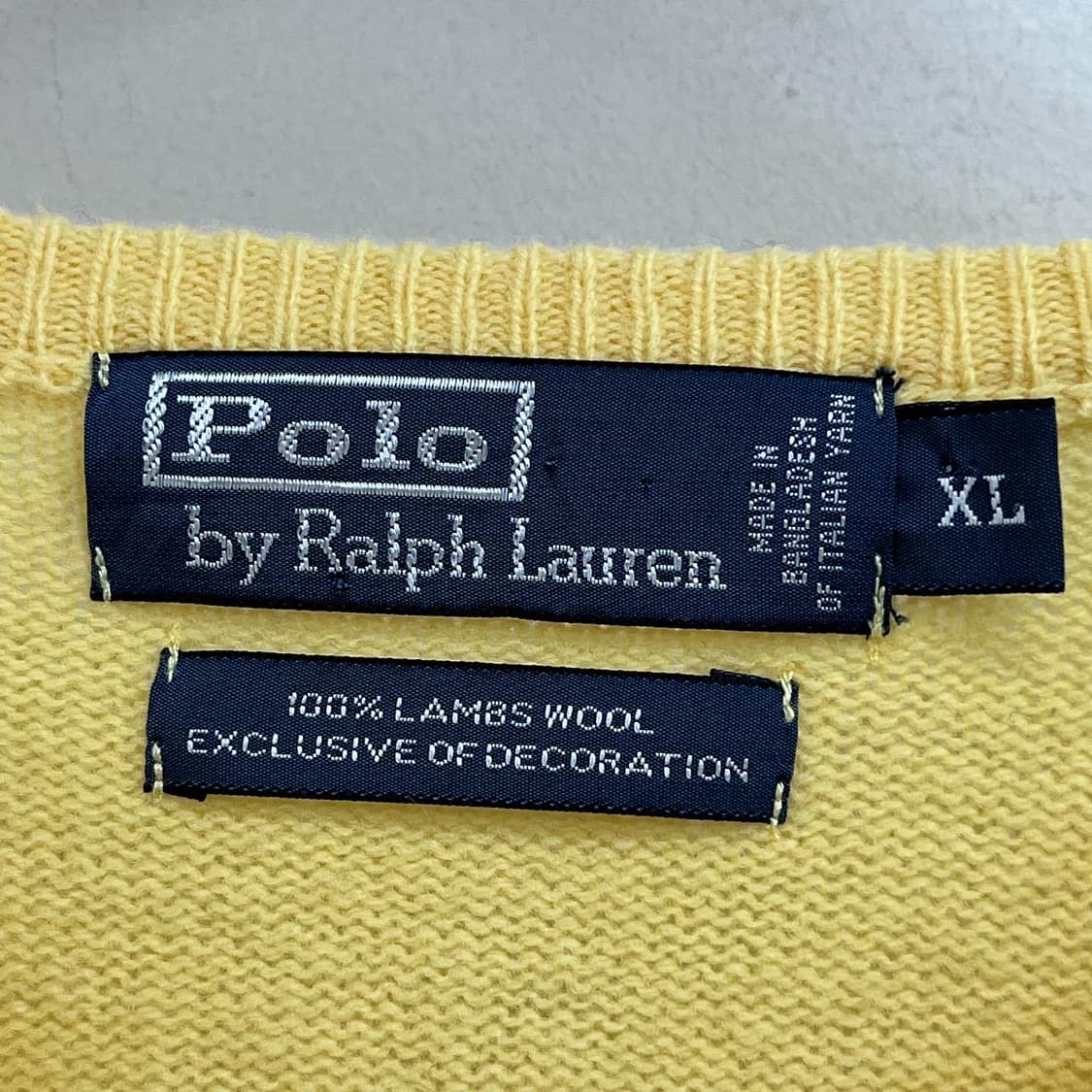 폴로 랄프로렌 기본 포 옐로우 브이넥 울 니트  상품이미지6