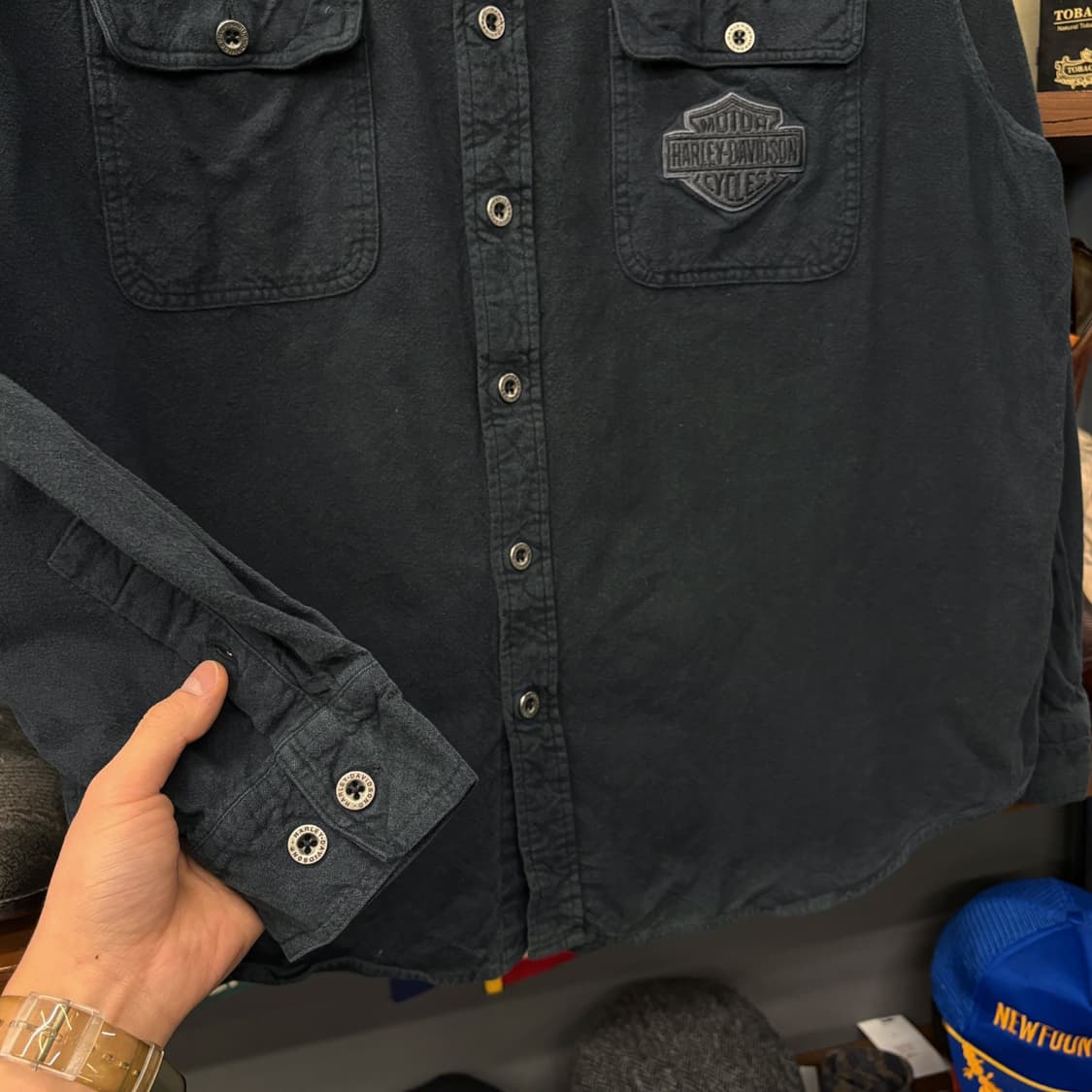 00s 할리데이비슨 플랩포켓 시그니처 패치 헤비코튼 셔츠 N280 상품이미지4