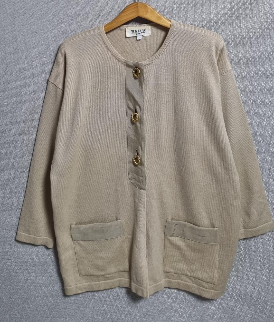 ~XL ) BALLY 발리 일본 빈티지 베이지 니트 가디건 상품이미지1