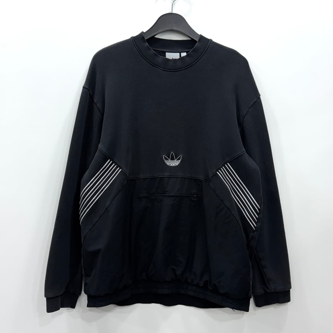 아디다스 블랙 트레포일 삼선 맨투맨 XL 상품이미지1