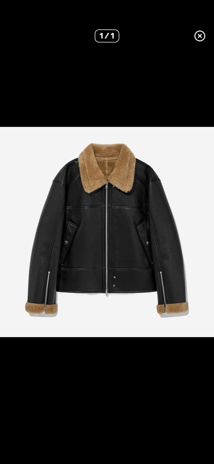 새상품)알렌느 무스탕 3d 시어링 레더 자켓 브라운 2 사이즈 상품이미지1