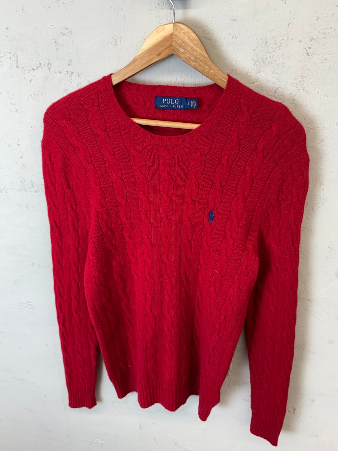 폴로랄프로렌 레드 울 꽈배기 니트 상품이미지4