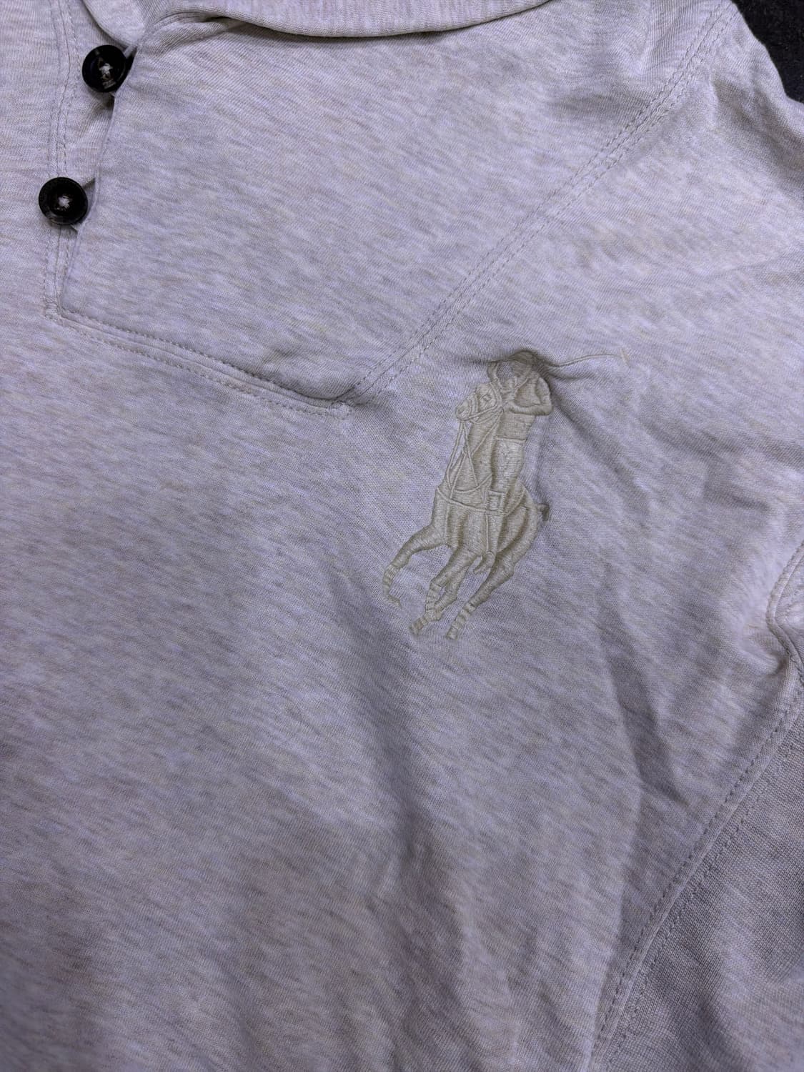 폴로 랄프로렌 빅포니 자수 코튼 숄카라 엘보 패치 티셔츠 M 상품이미지4