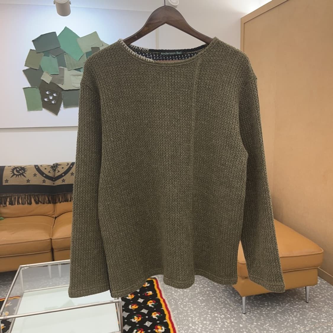 앤더슨벨 유니크 배색 콘트라스트 보트넥 니트 S C06939 상품이미지3