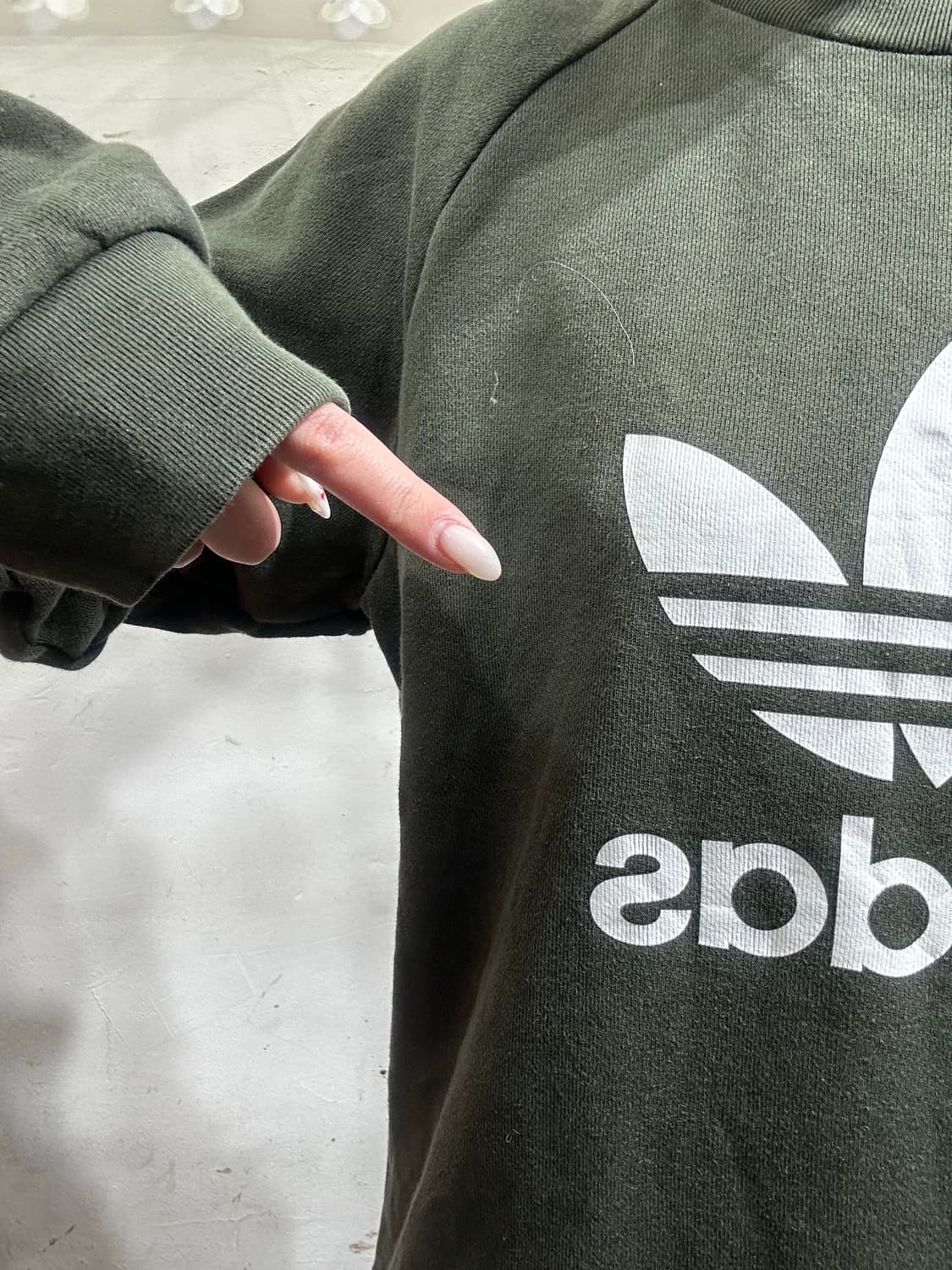 아디다스 카키 화이트 빅 로고 맨투맨 L 상품이미지4