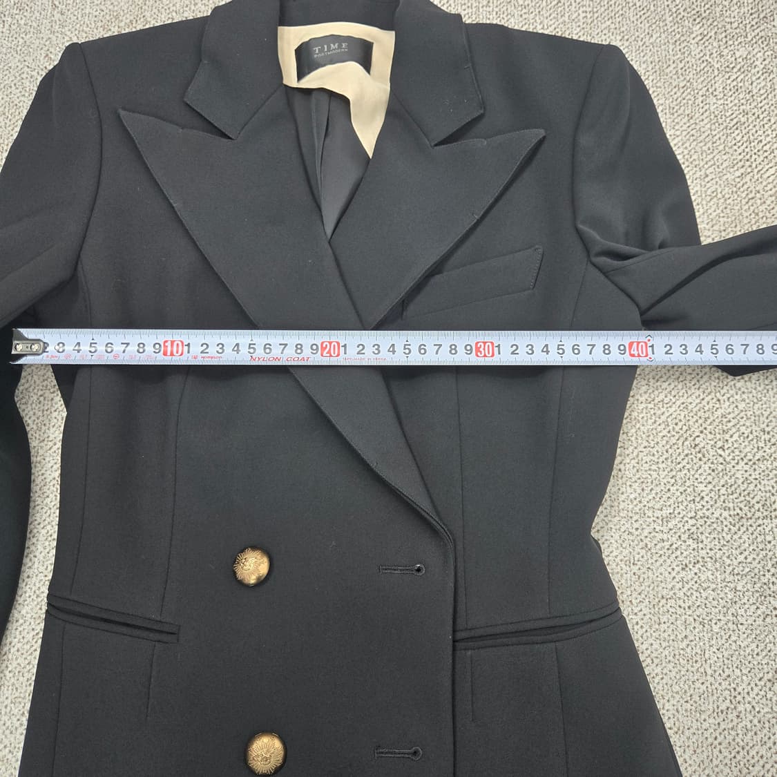 0187타임 실크견 블랙 금장 버튼 더블 브레스트 자켓 66 상품이미지7