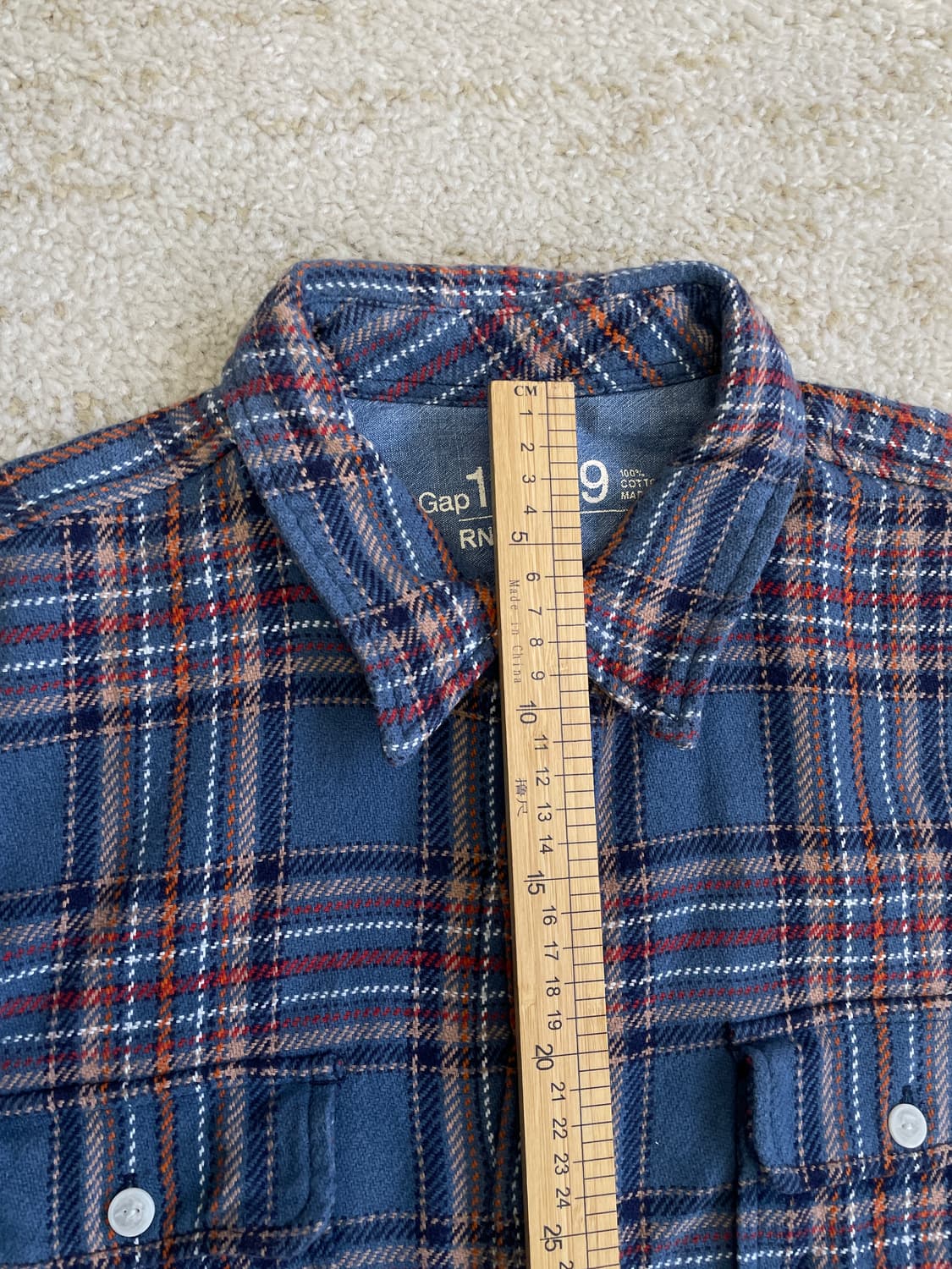 [L] 00s 갭 GAP 플란넬 블루 패턴 셔츠 상품이미지6