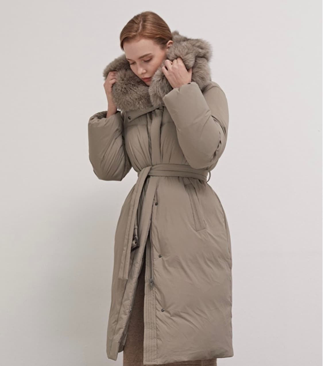 더블유나인 사가폭스퍼 여성 구스다운롱패딩:) 벨티드 벨트롱패딩 롱다운 상품이미지1