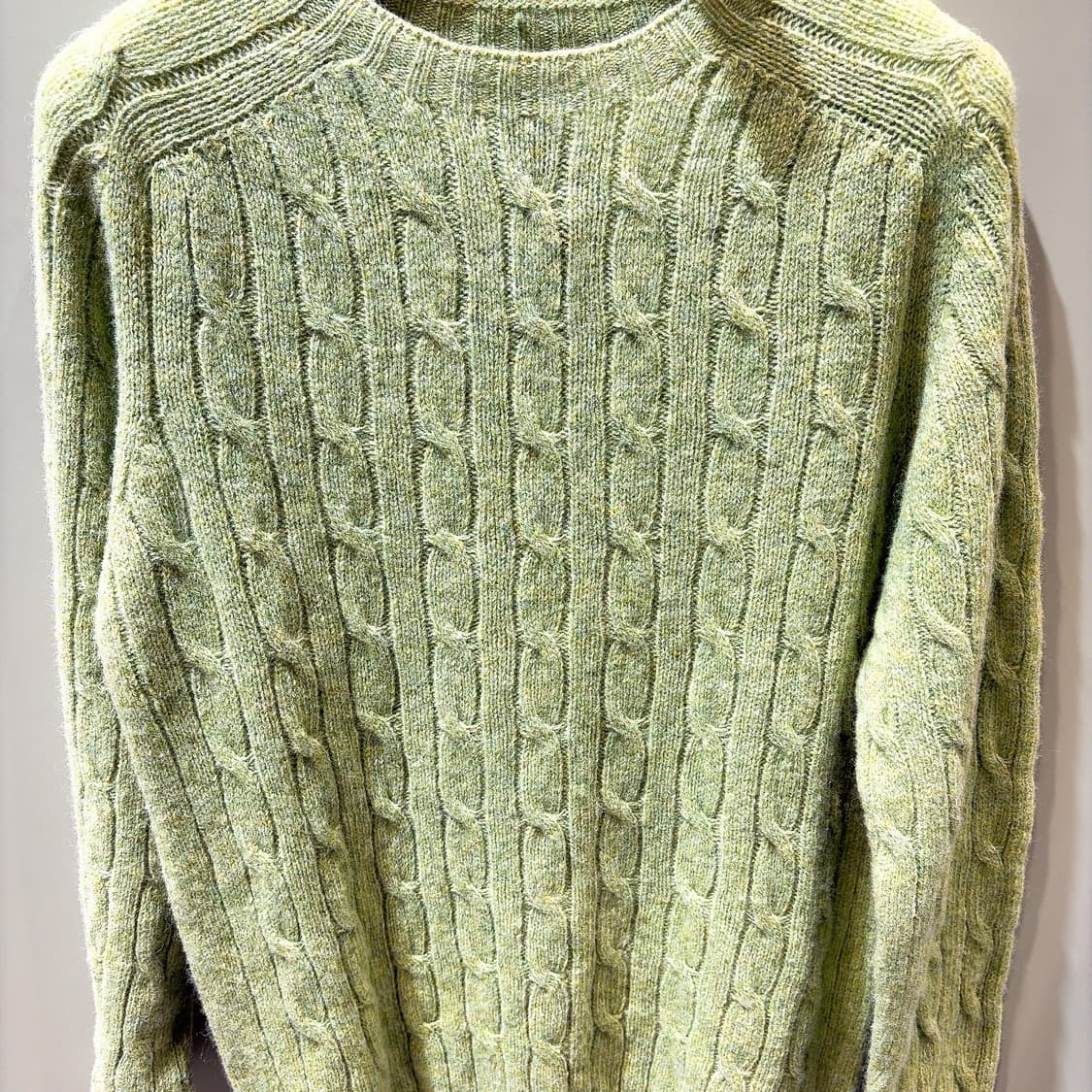 (정품/새상품) 할리오브스코틀랜드 남성 라이트그린 케이블 울 니트 상품이미지2