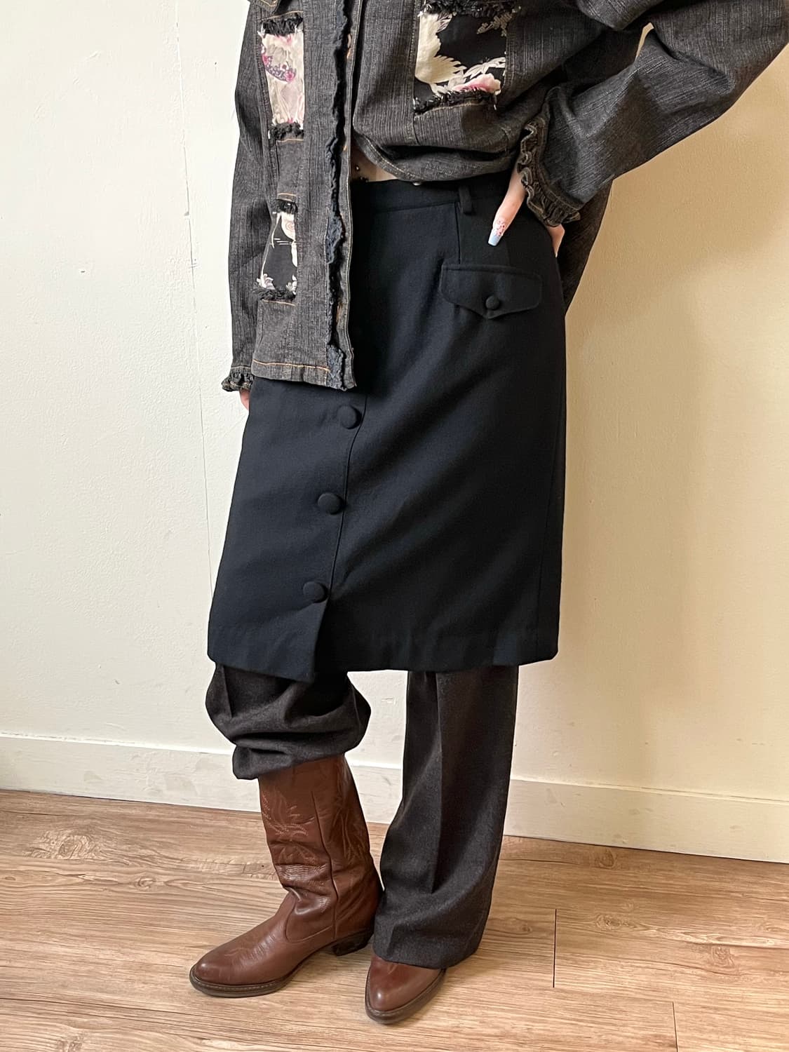 japan vtg 페이크 버튼 스커트 상품이미지5