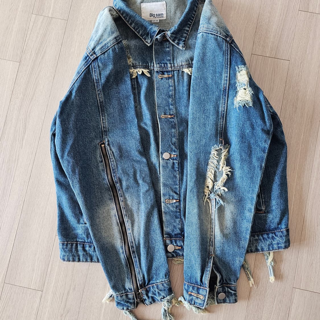 XL 105 ) Big Sam Stay High 빈티지 데미지 청자켓 상품이미지2