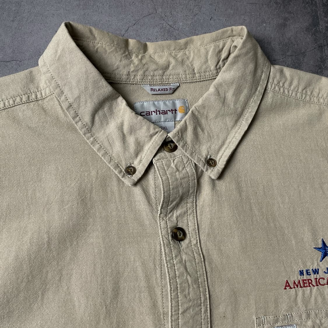 CARHARTT 칼하트 빈티지 베이지 코튼 워크 반팔 셔츠 A00793 상품이미지2