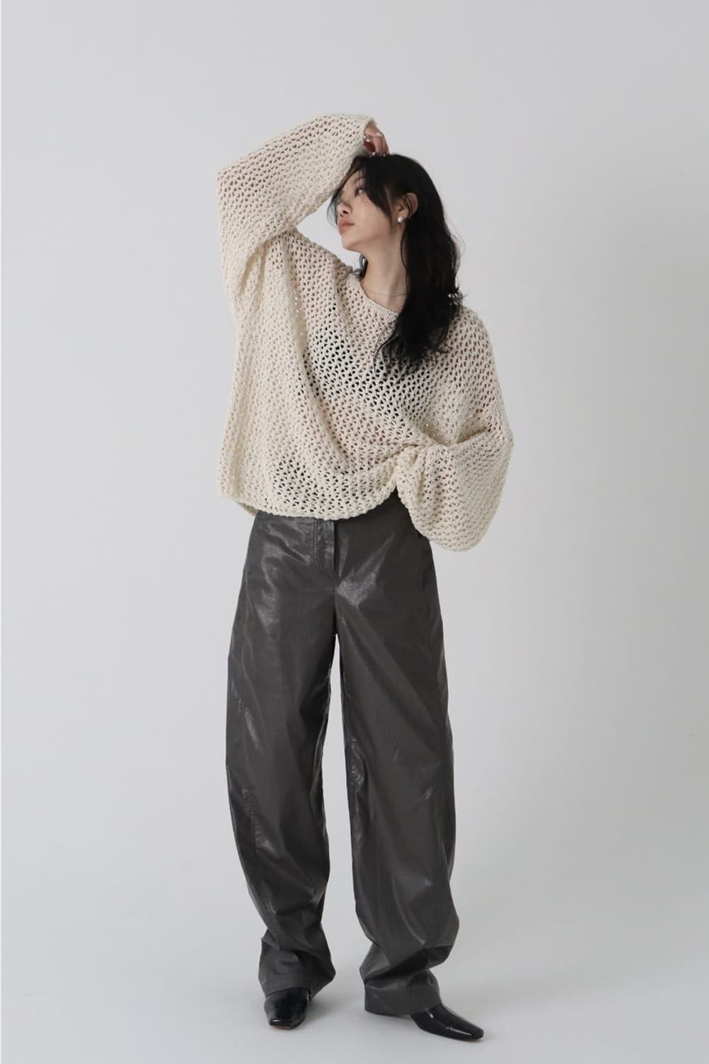 트리밍버드 펀칭 니트 아이보리 상품이미지9