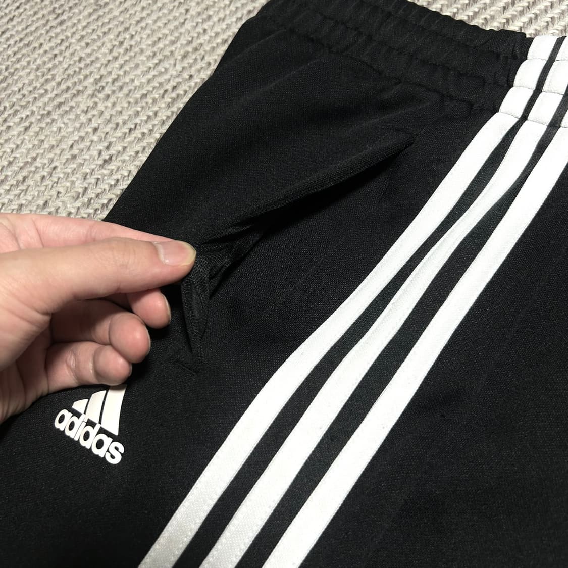 [S] adidas 아디다스 검/흰 트랙 트레이닝 팬츠 상품이미지4
