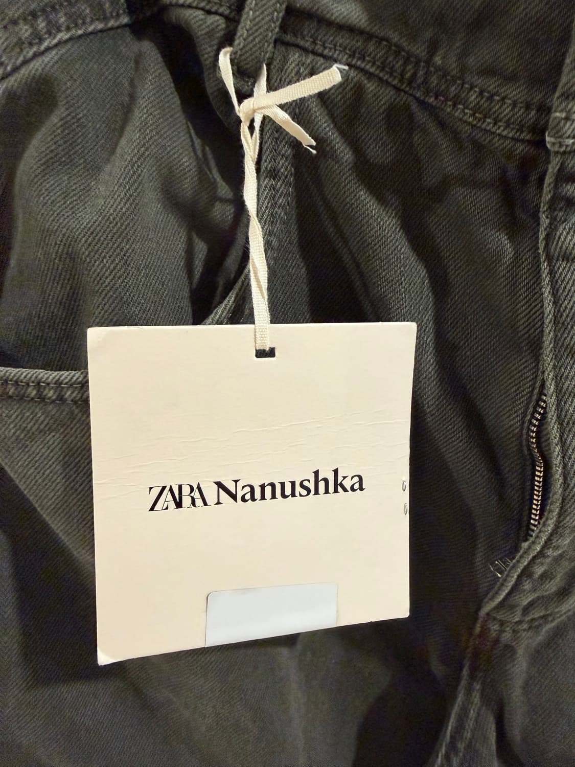 자라 나누시카 와이드 레그 크롭 카키 데님  상품이미지5