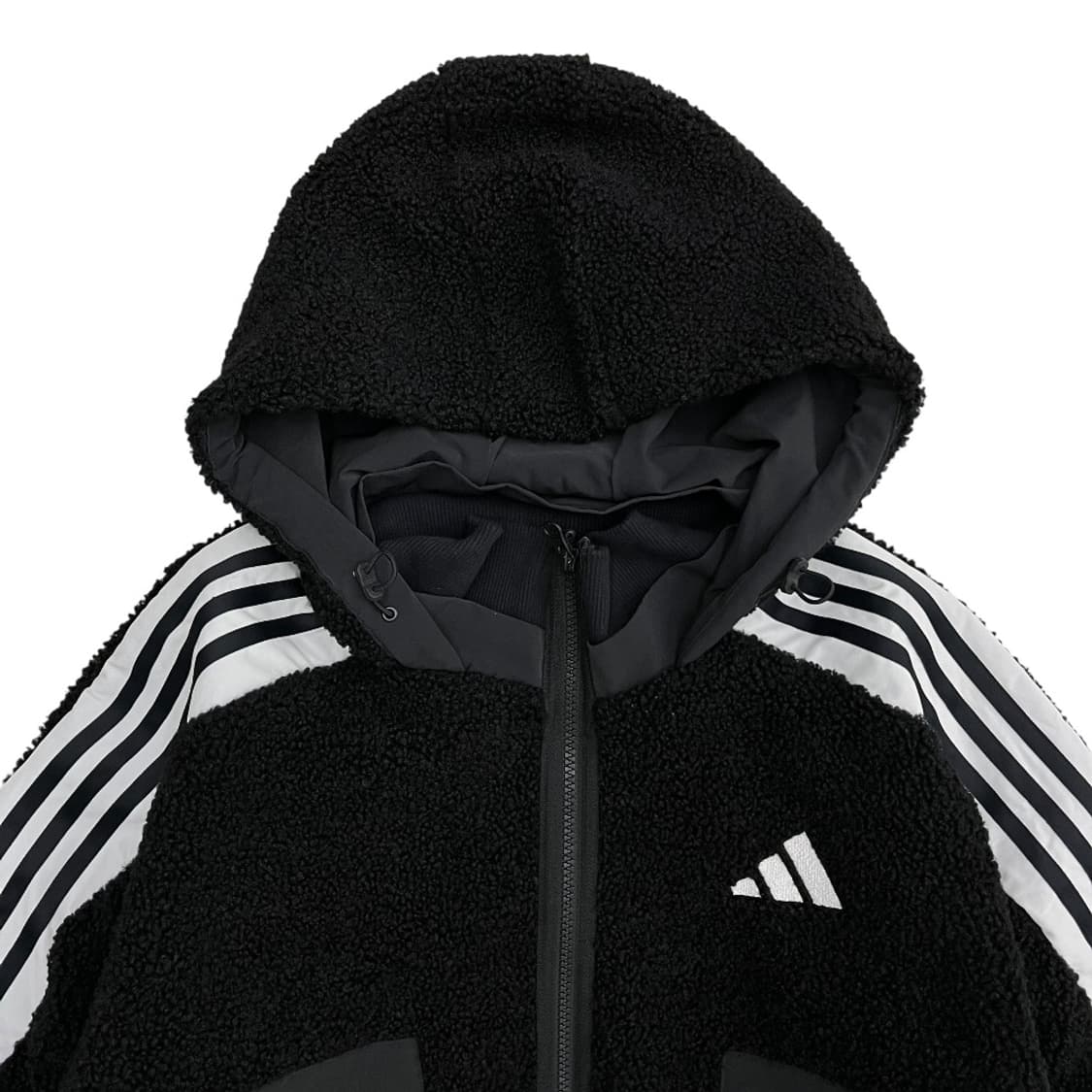 아디다스 에센셜 블랙라인 블랙 뽀글이 후드집업 XS 상품이미지4