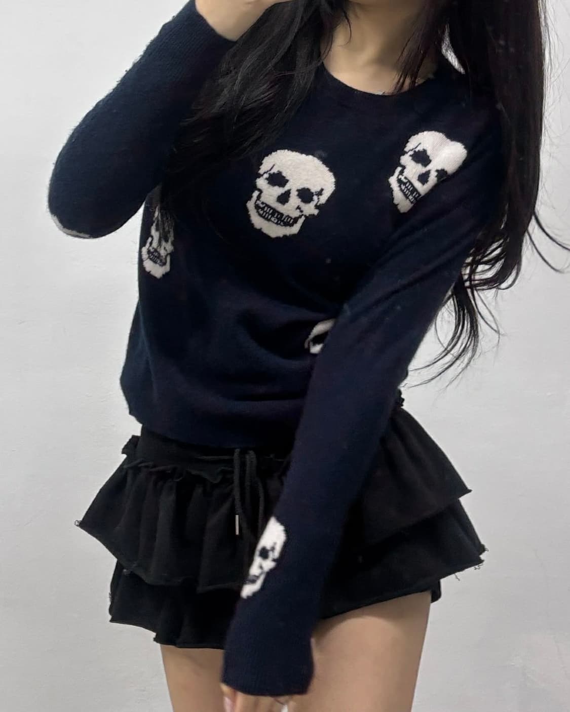 [XS]스컬 캐시미어 매장판 해골 패턴 캐시미어100% 니트 상품이미지4