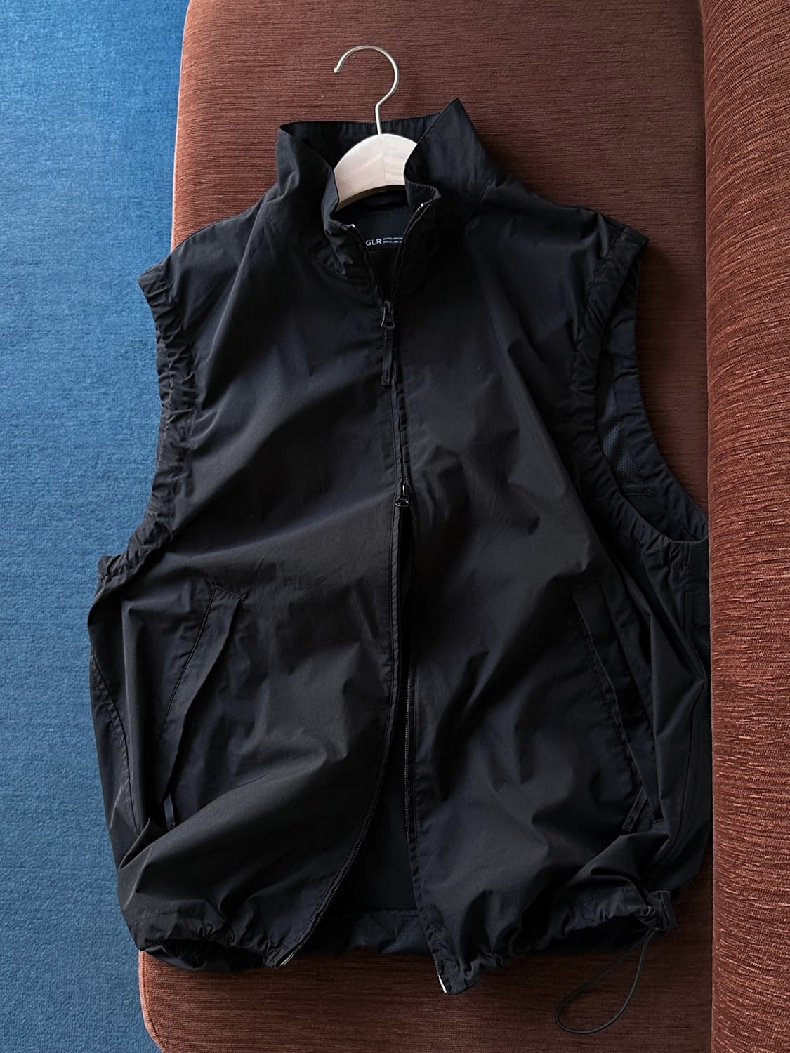 Washed puckering fabric 2way zip vest  상품이미지1
