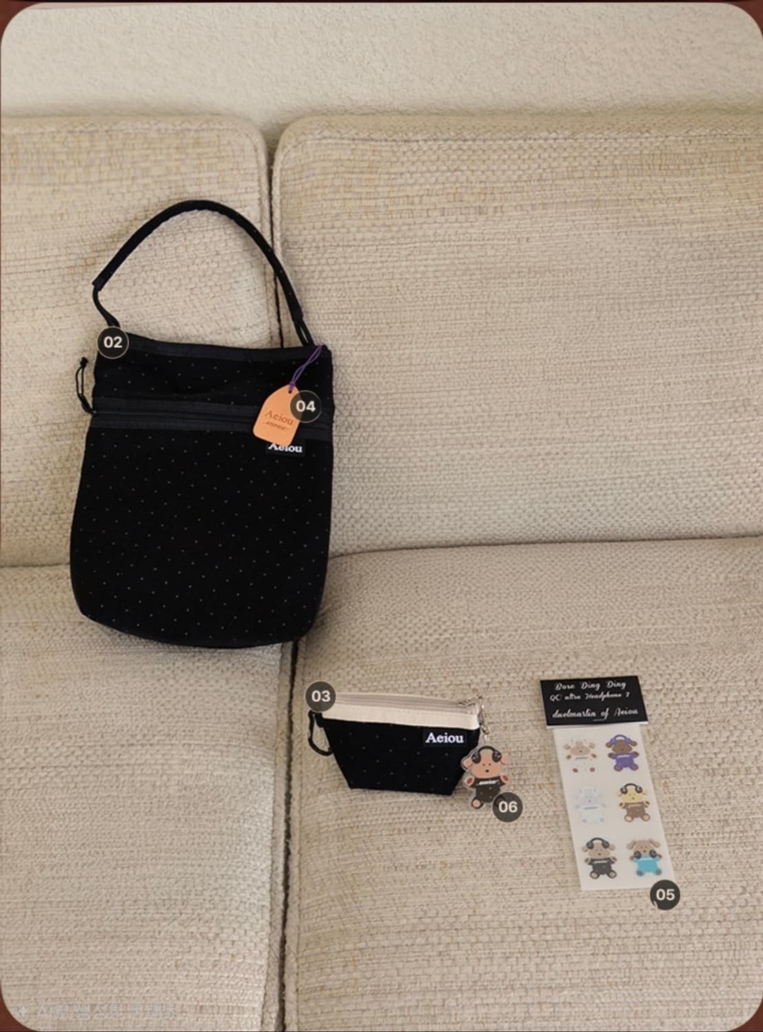 아에이오우 크로스백+파우치+키링+스티커 일괄 상품이미지1