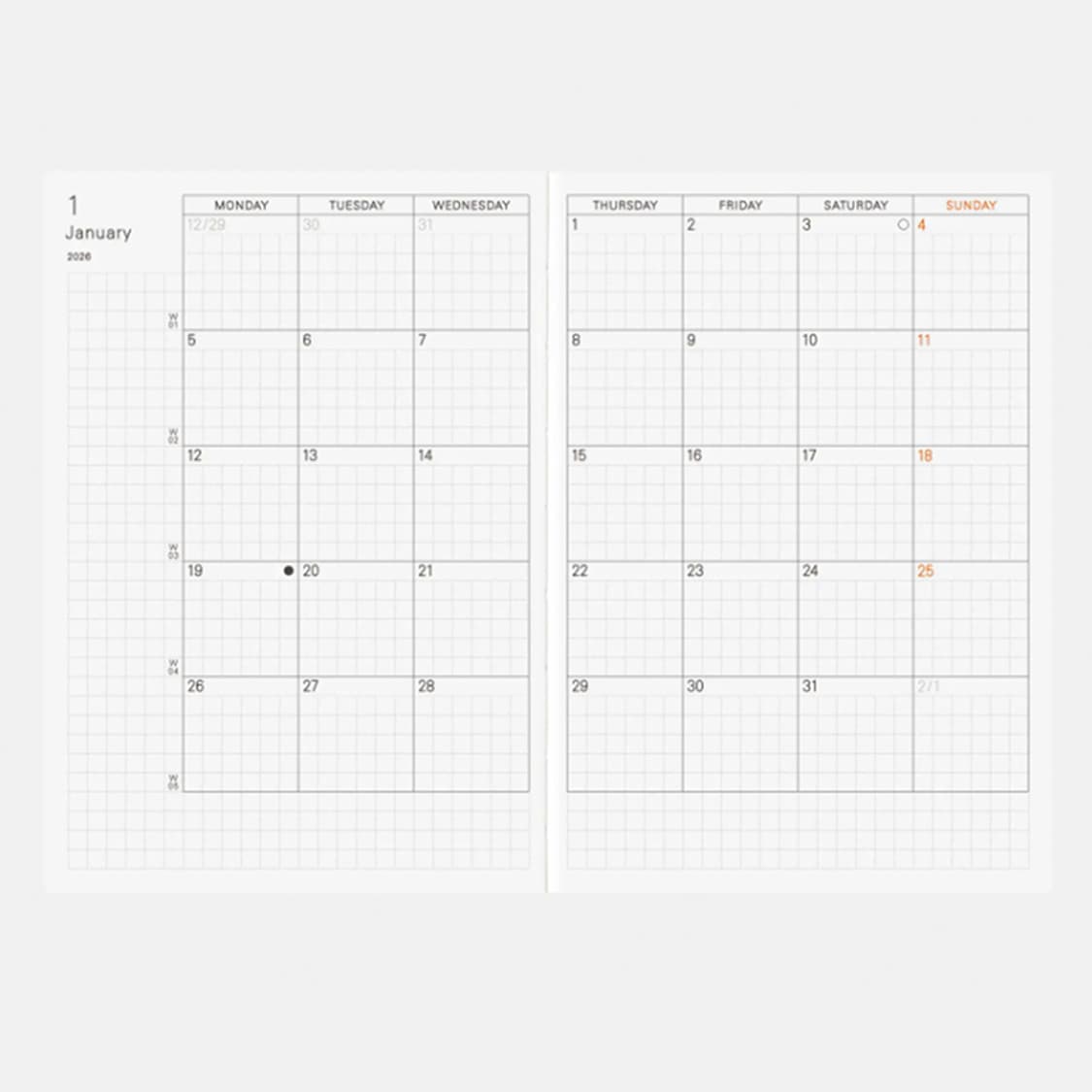 호보니치 2026 테쵸 데일리 플래너 A6 영문 상품이미지3