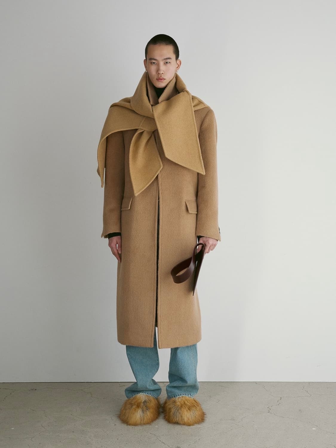 [L] 렉토 라마 울 블렌드 발마칸 코트 베이지 상품이미지6