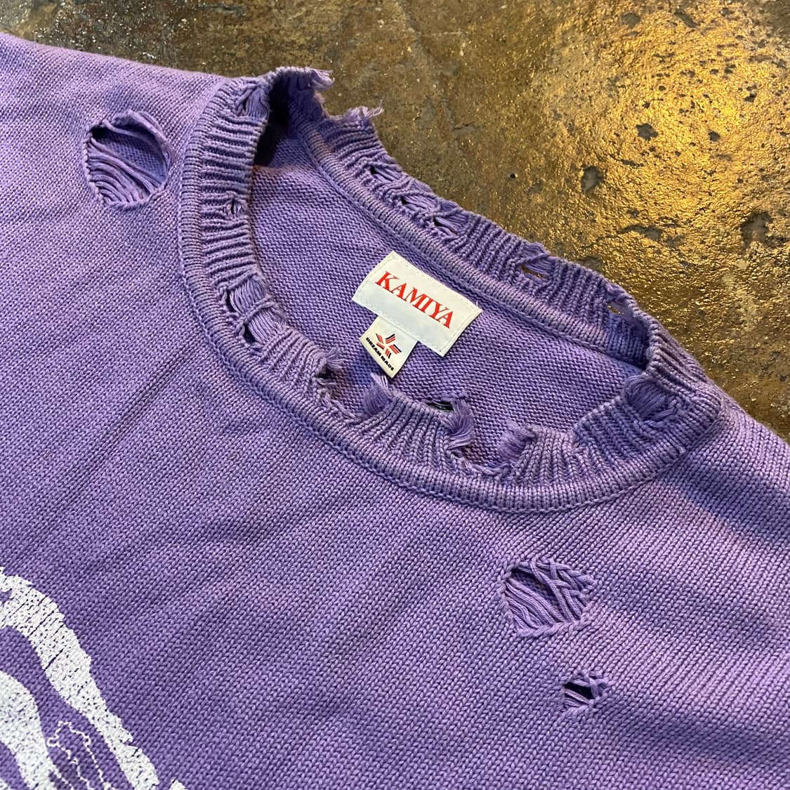(XL) KAMIYA 성조기 데미지 퍼플 니트 상품이미지2