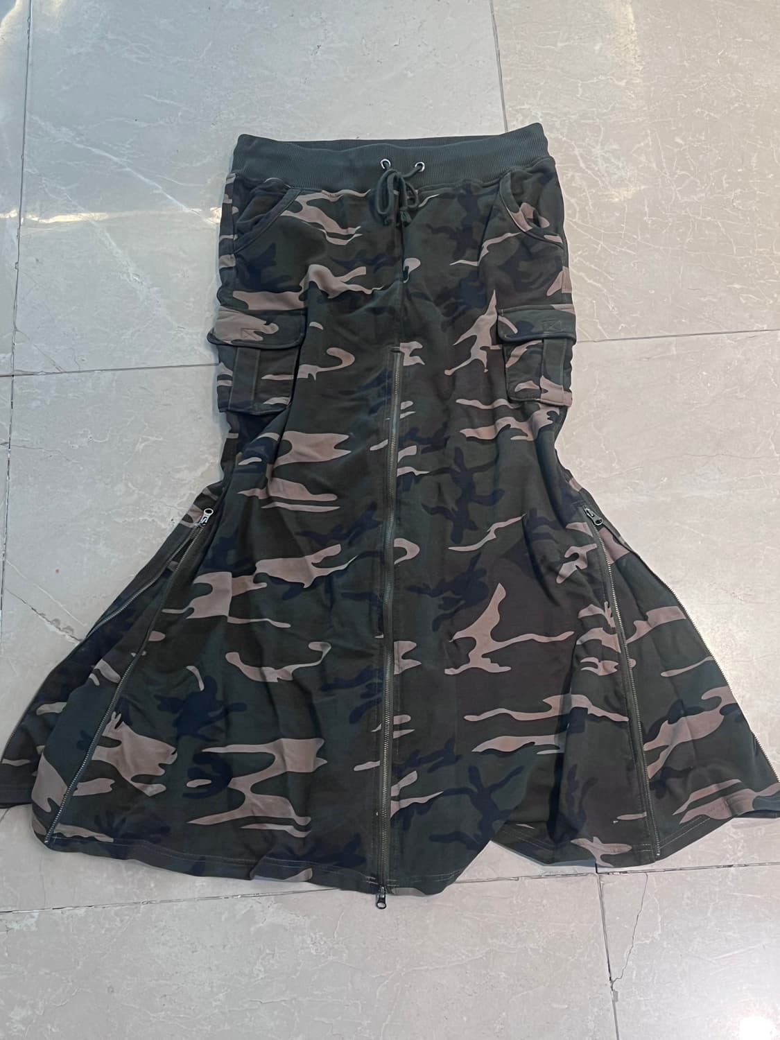 카모 고아깔 대대장 지퍼 롱스커트 상품이미지2