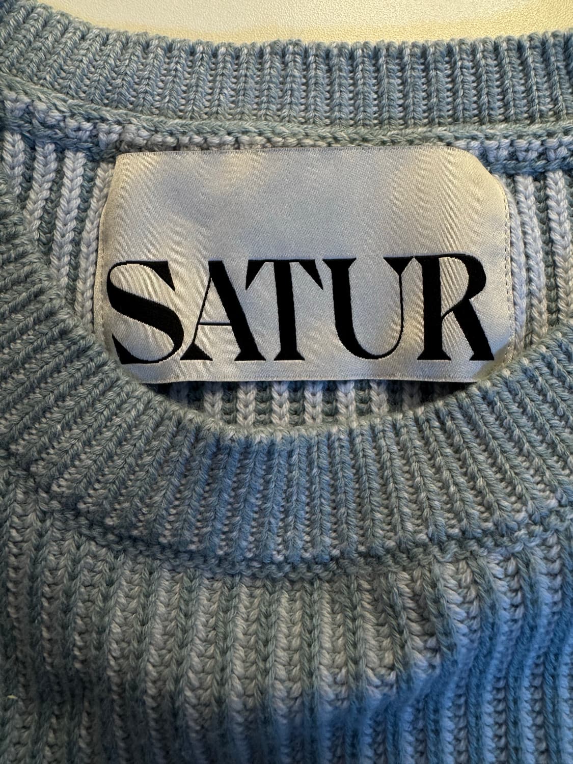 [L]세터 투톤 베이직 니트 베이비 블루 상품이미지4