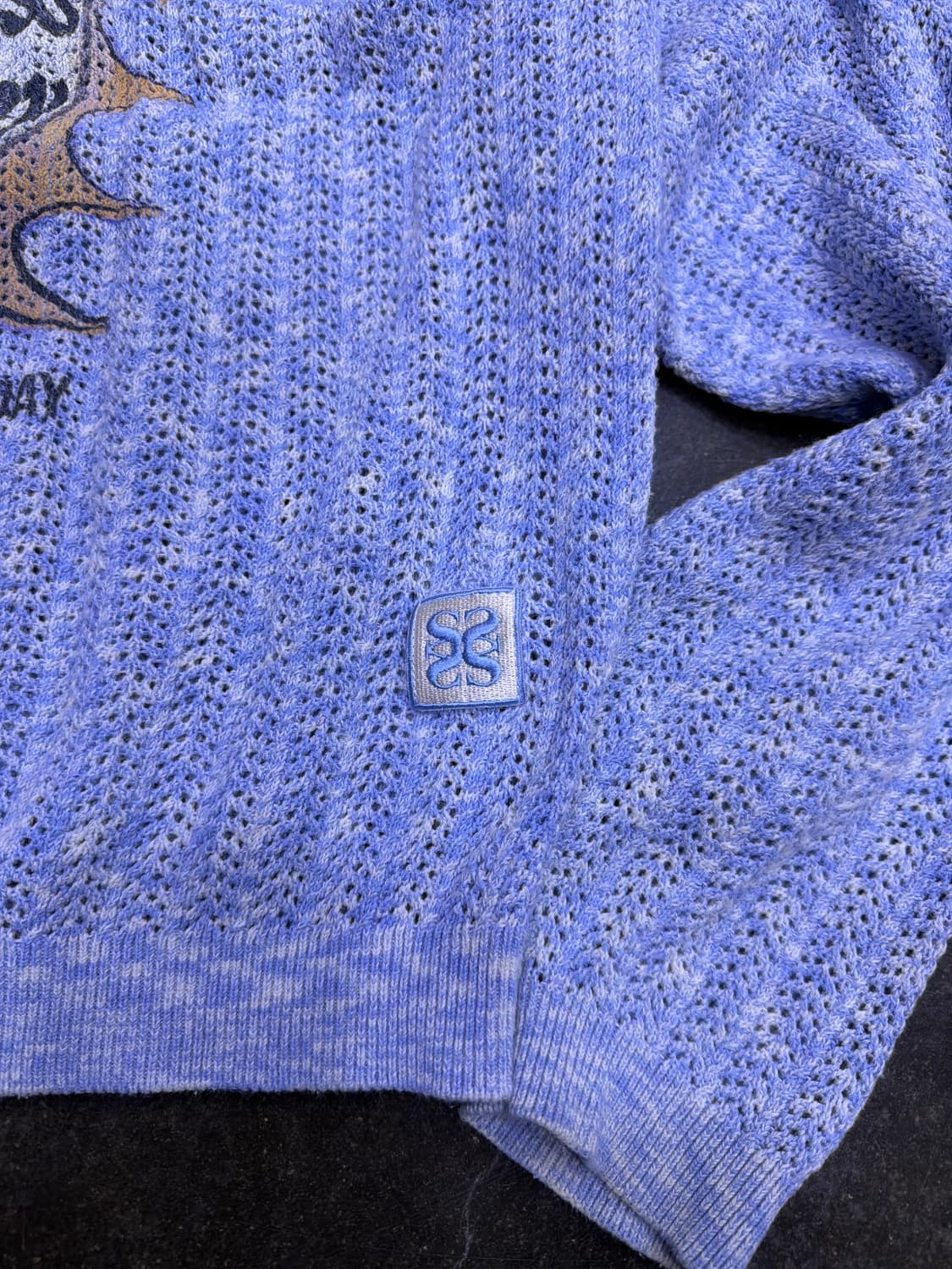 SATUR 세터 이비자 썬 레트로 그래픽 메시드 니트 블루 M 상품이미지8