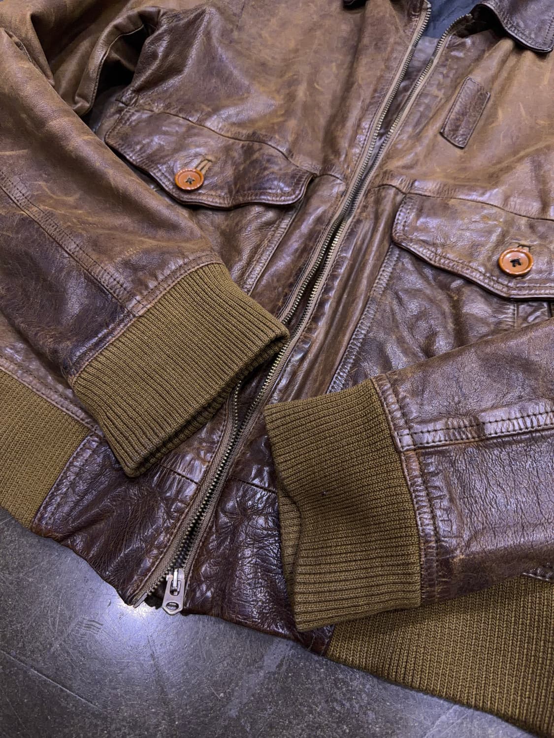 자라 빈티지 G-1 레더 가죽자켓 봄버 브라운 M 상품이미지7