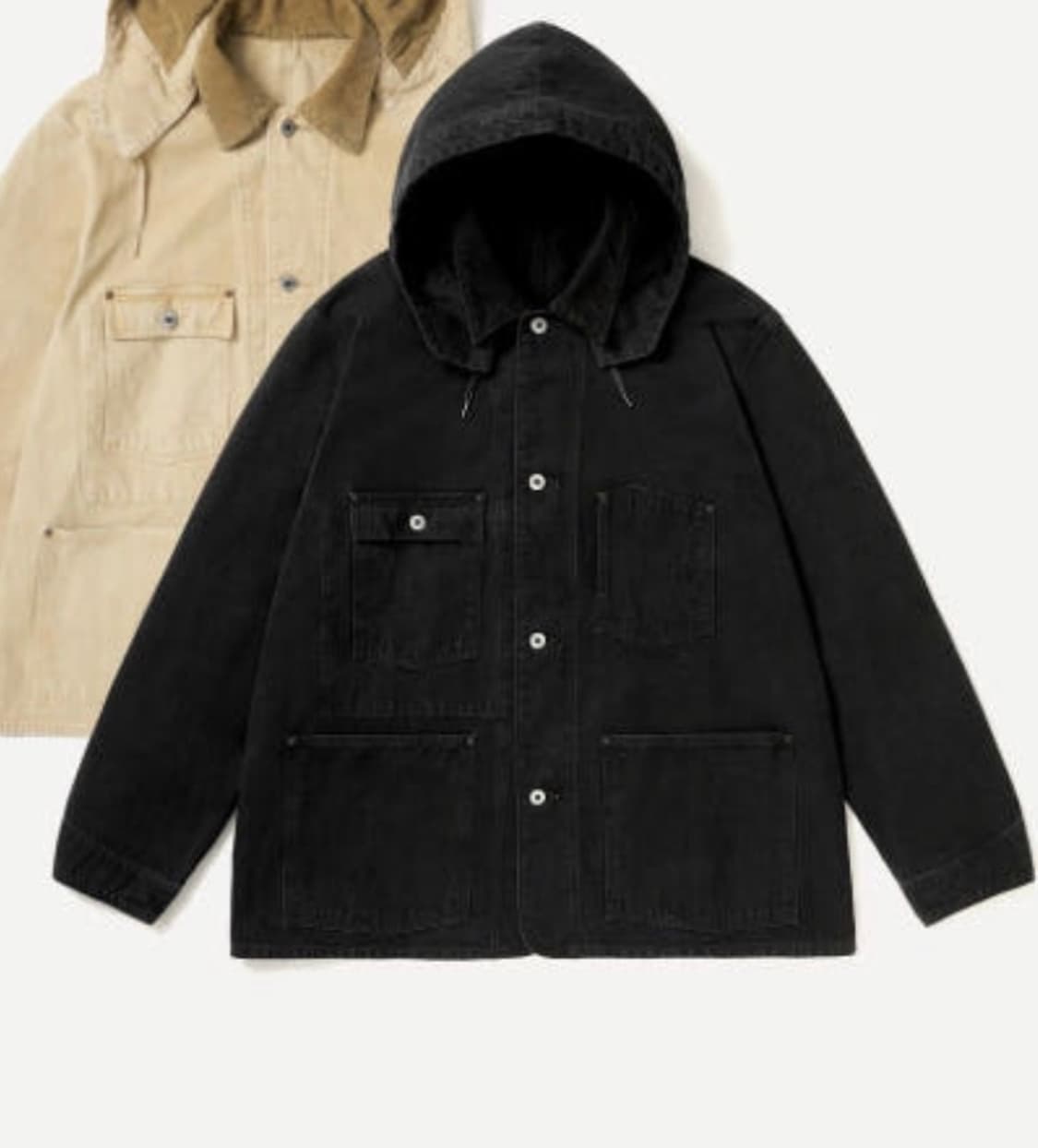 26ss 아프레쎄 빈티지 실크 헴프 커버올 자켓 3사이즈 블랙  상품이미지1