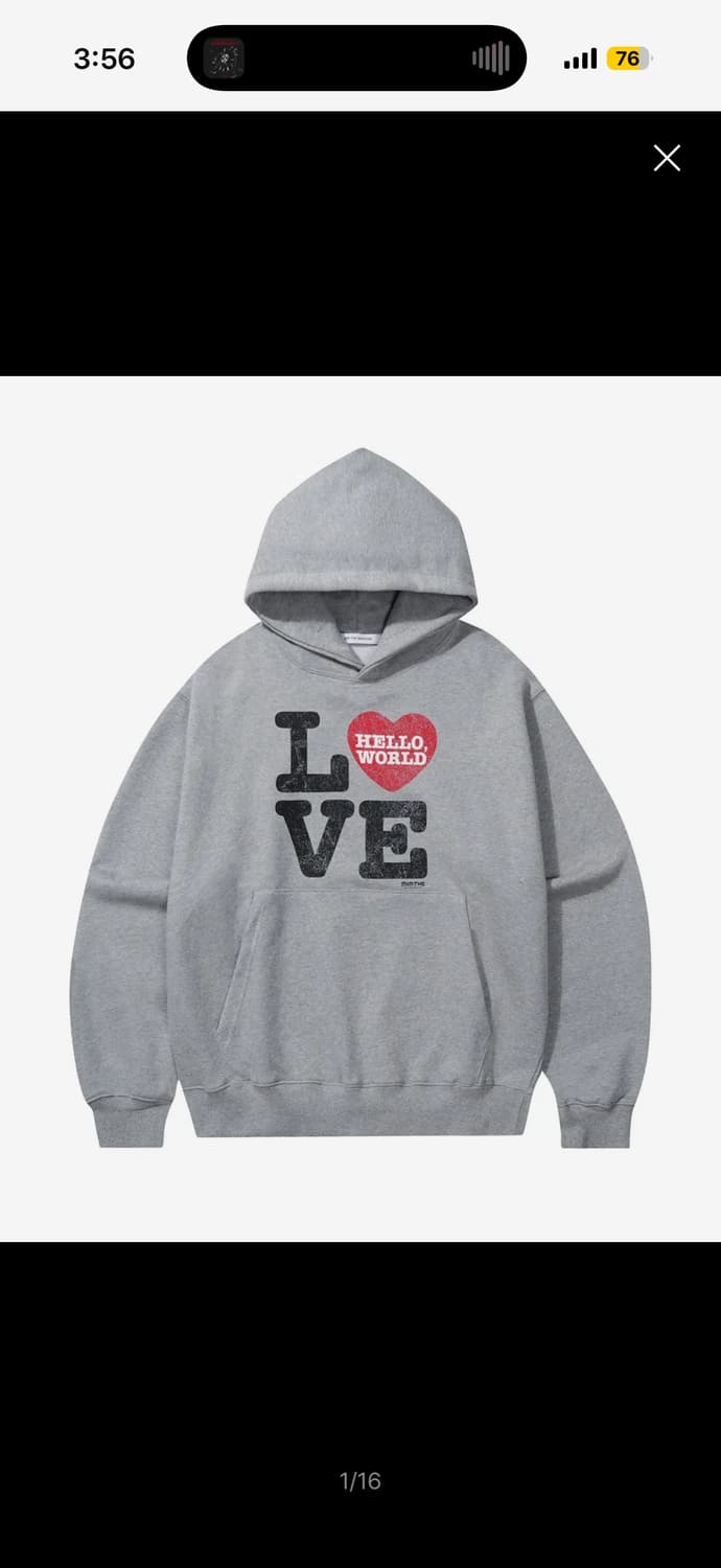 밈더워드로브 헬로 월드 LOVE 후드티_그레이 2 사이즈 상품이미지1