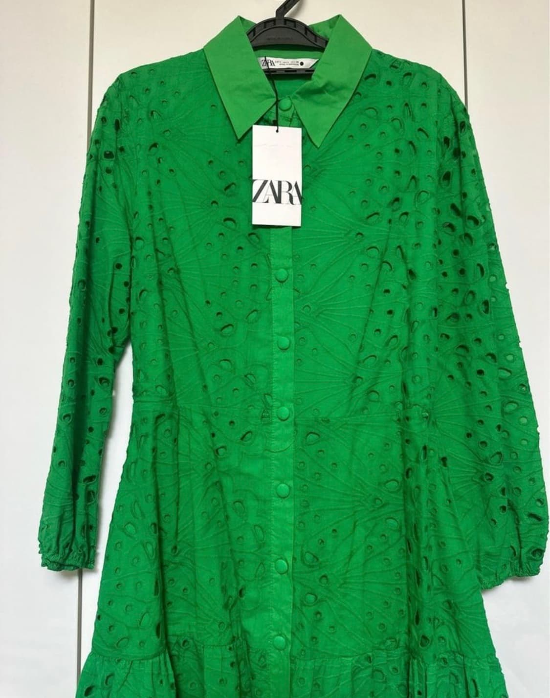 자라 그린 아일렛 펀칭 셔츠 원피스 상품이미지3