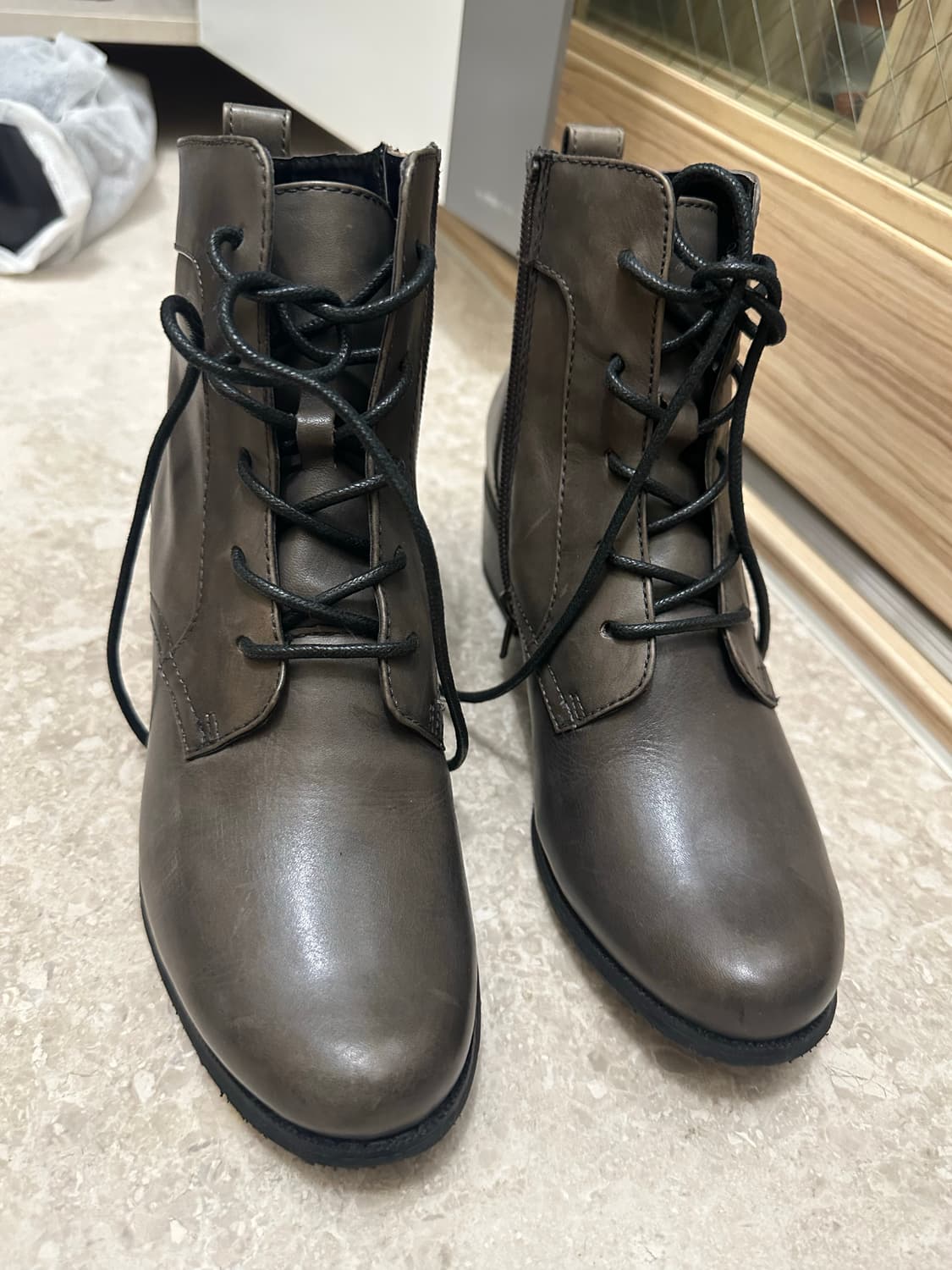 일본빈티지 브라운 레이스업 가죽 워커부츠 오네갸루 그런지페어리 상품이미지5