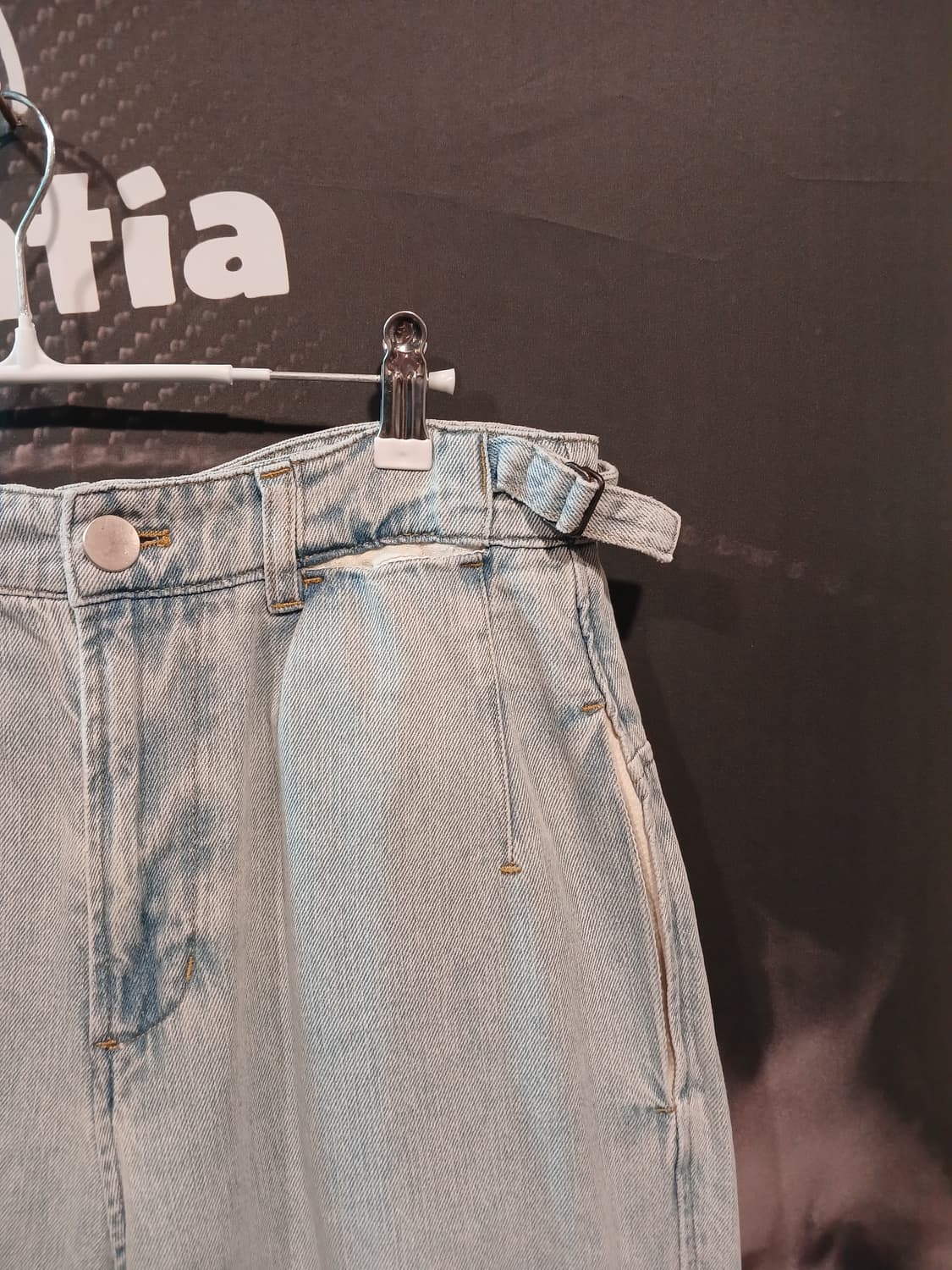 라이트 워싱 데님 와이드 팬츠 상품이미지2