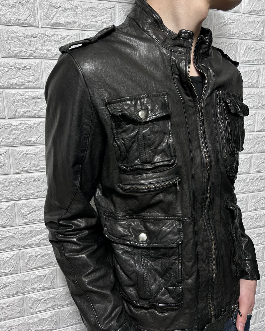 멀티 포켓 이탈리안 레더 자켓 상품이미지1