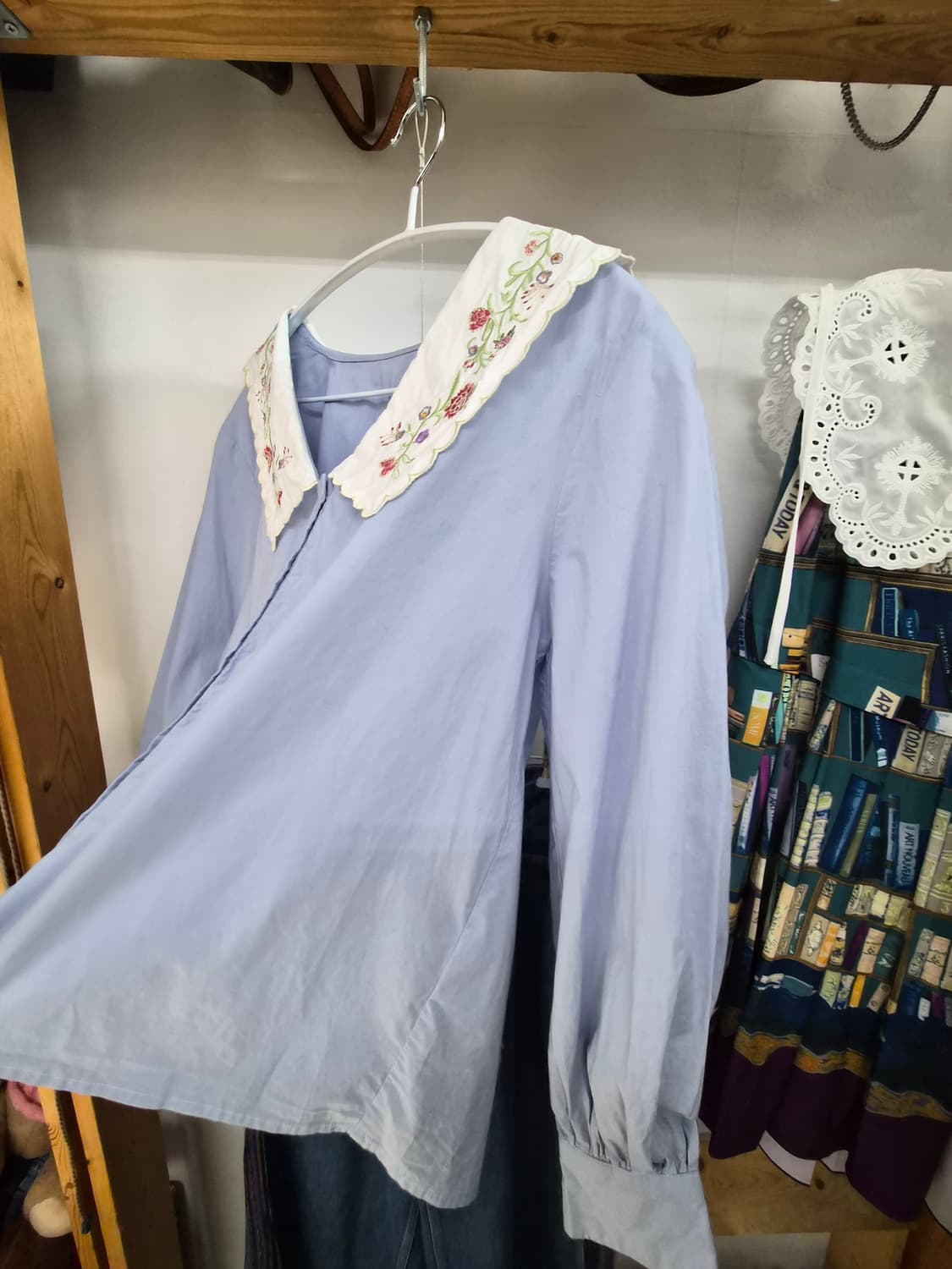 수입 자수넥카라 셔츠. 자라 슬릿 와이드데님 상품이미지4