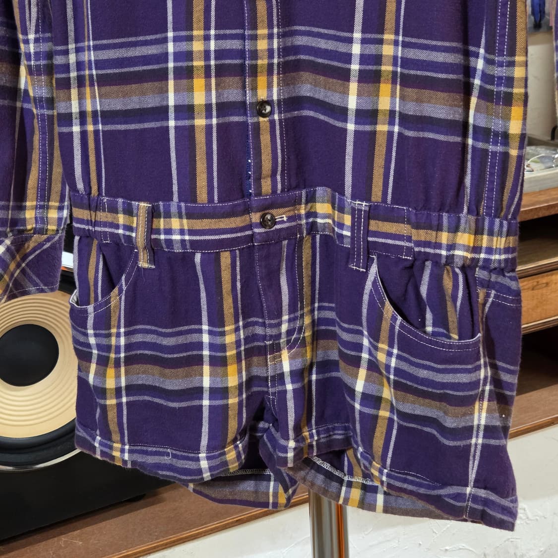 JPN 엑스걸 퍼플 체크 하프 점프슈트 상품이미지3