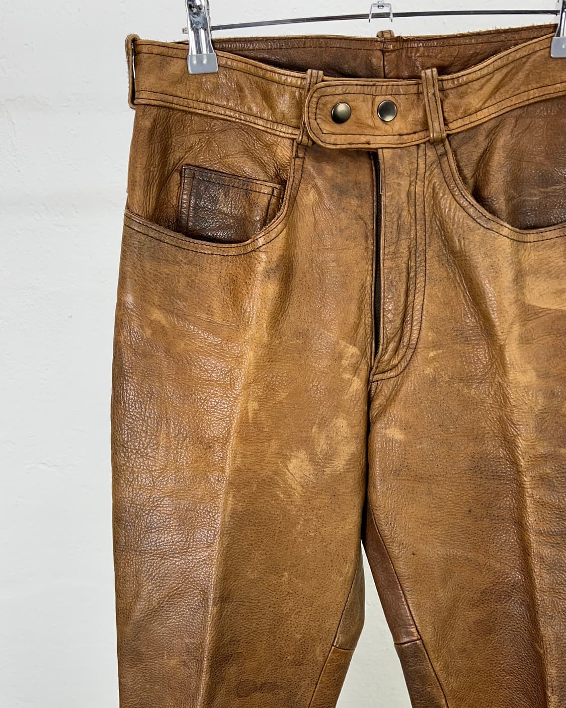 아메리칸 빈티지 브라운 웨스턴 투팩 리얼레더 팬츠 상품이미지2