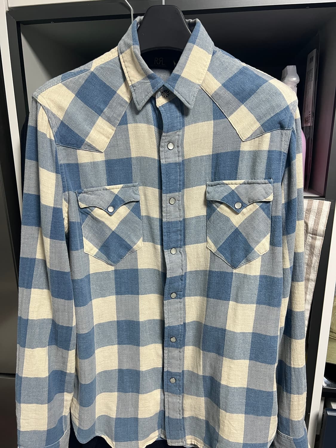 택포30) RRL 더블알엘 플래드 트윌 웨스턴 셔츠 M 상품이미지1