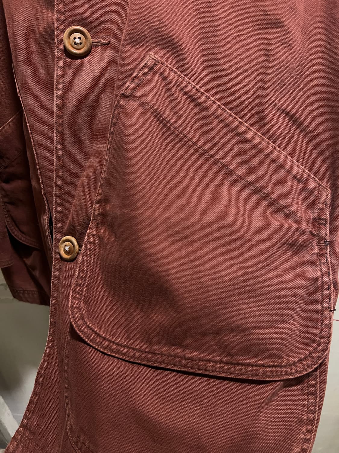 [2XL]L.L.Bean 엘엘빈 체크 라이닝 버건디 캔버스 초어 자켓 상품이미지4