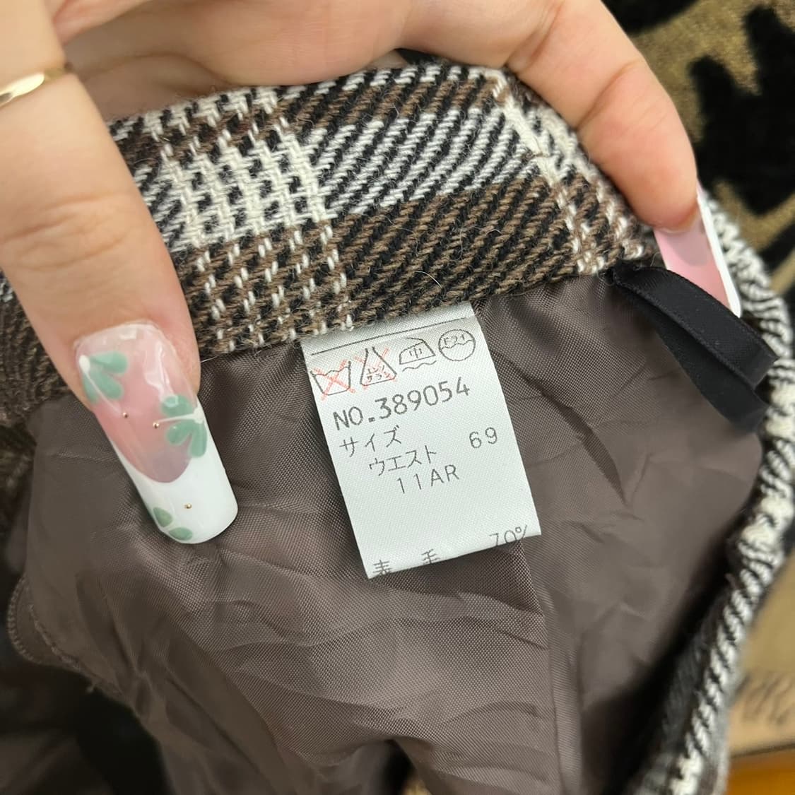 빈티지 모리걸 헤링본 체크 일자핏 미디스커트 K0147 상품이미지5