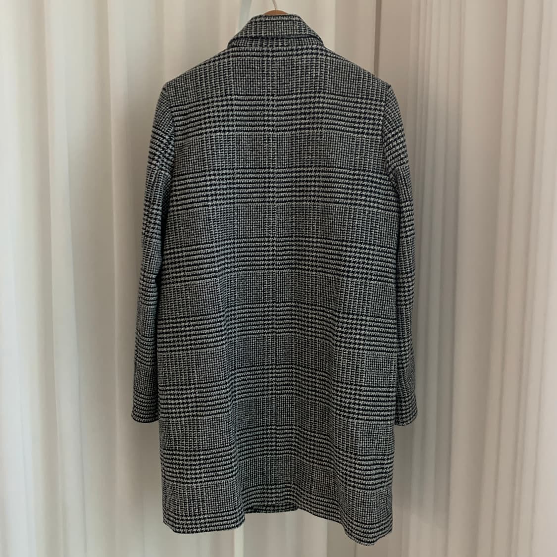 빈티지 체크 원버튼 누빔 울 롱코트 상품이미지9