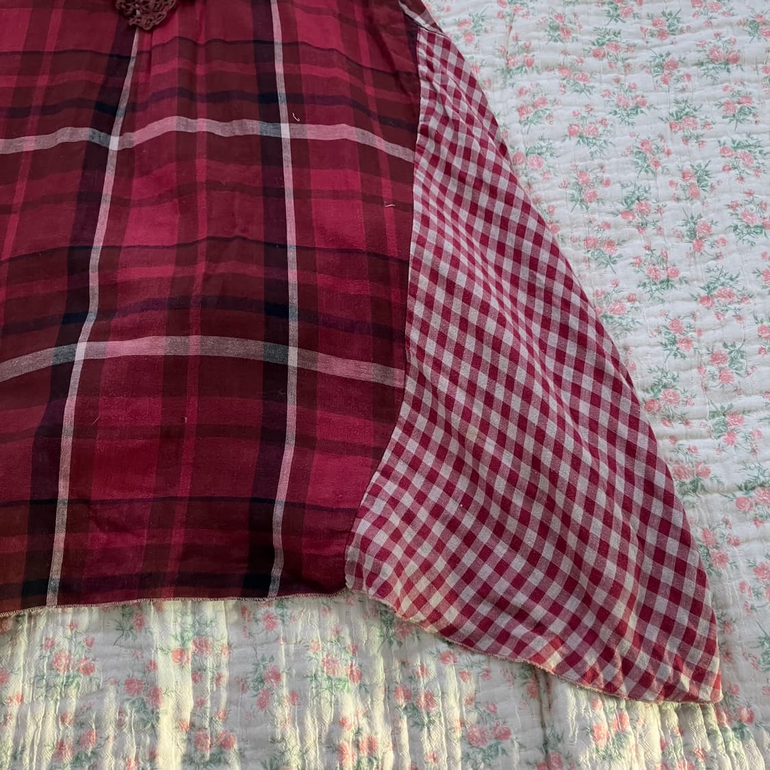 빈티지 모리 레드 레이스 체크 원피스 954 y2k 스트릿 갸루 펑키 일 상품이미지4