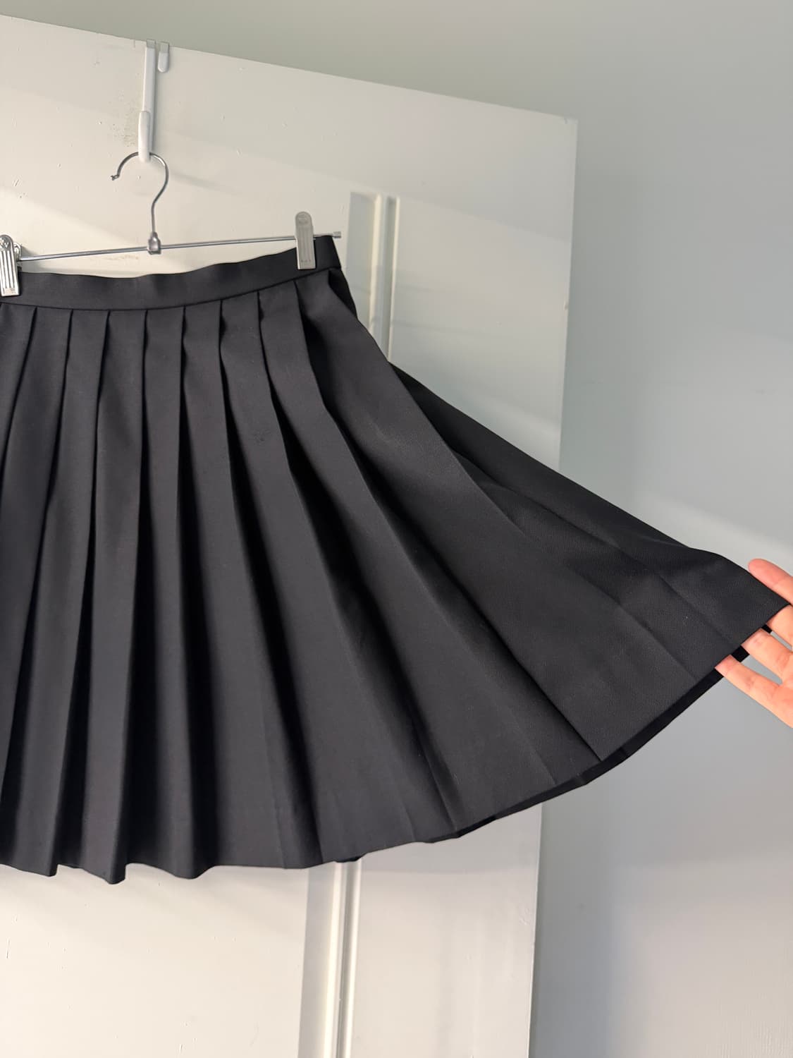 일본빈티지 블랙 플리츠 미디스커트 상품이미지5