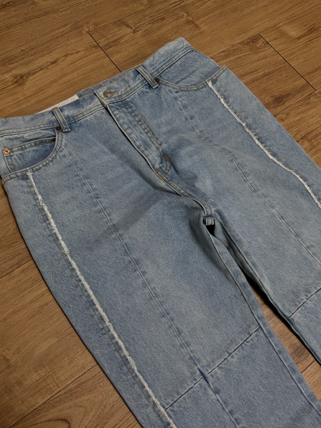 [L]앤더슨벨 절개 컷팅 연청 데님 팬츠 상품이미지2