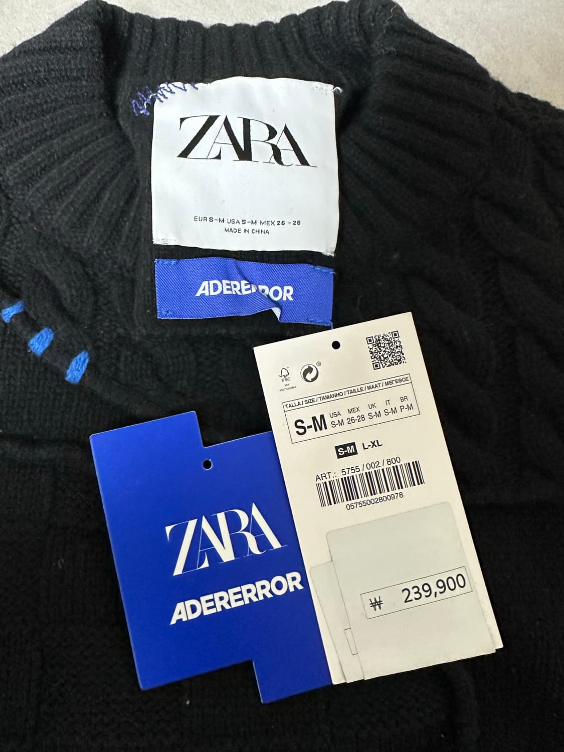 자라 x 아더에러 패치워크 오버사이즈 니트 스웨터 블랙 S-M 상품이미지2