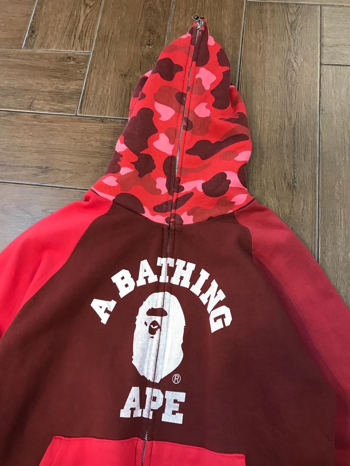 Bape Red Camouflage College Two-way Ho 상품이미지9