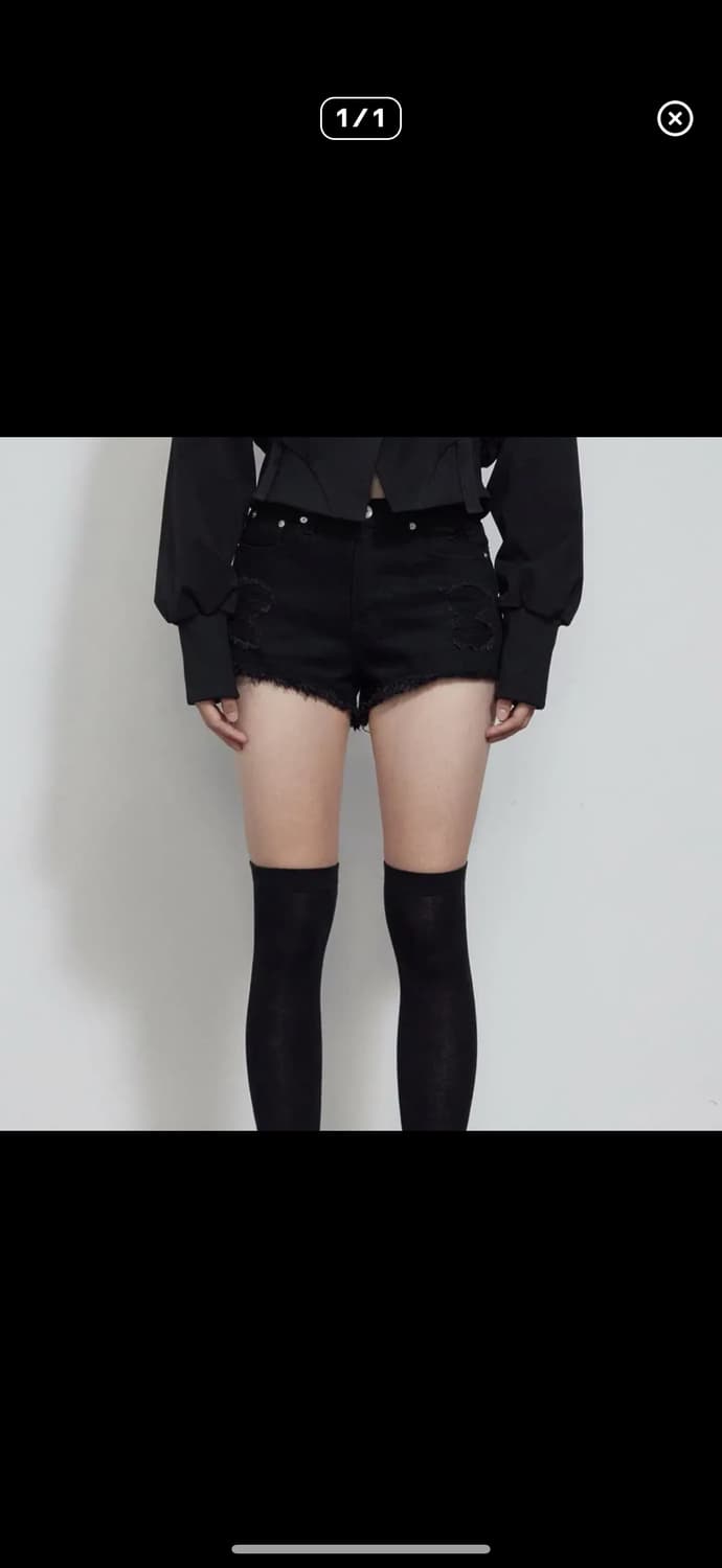 보헤미안서울 25FALL 데미지 블랙 쇼츠 반바지 숏팬츠 상품이미지1