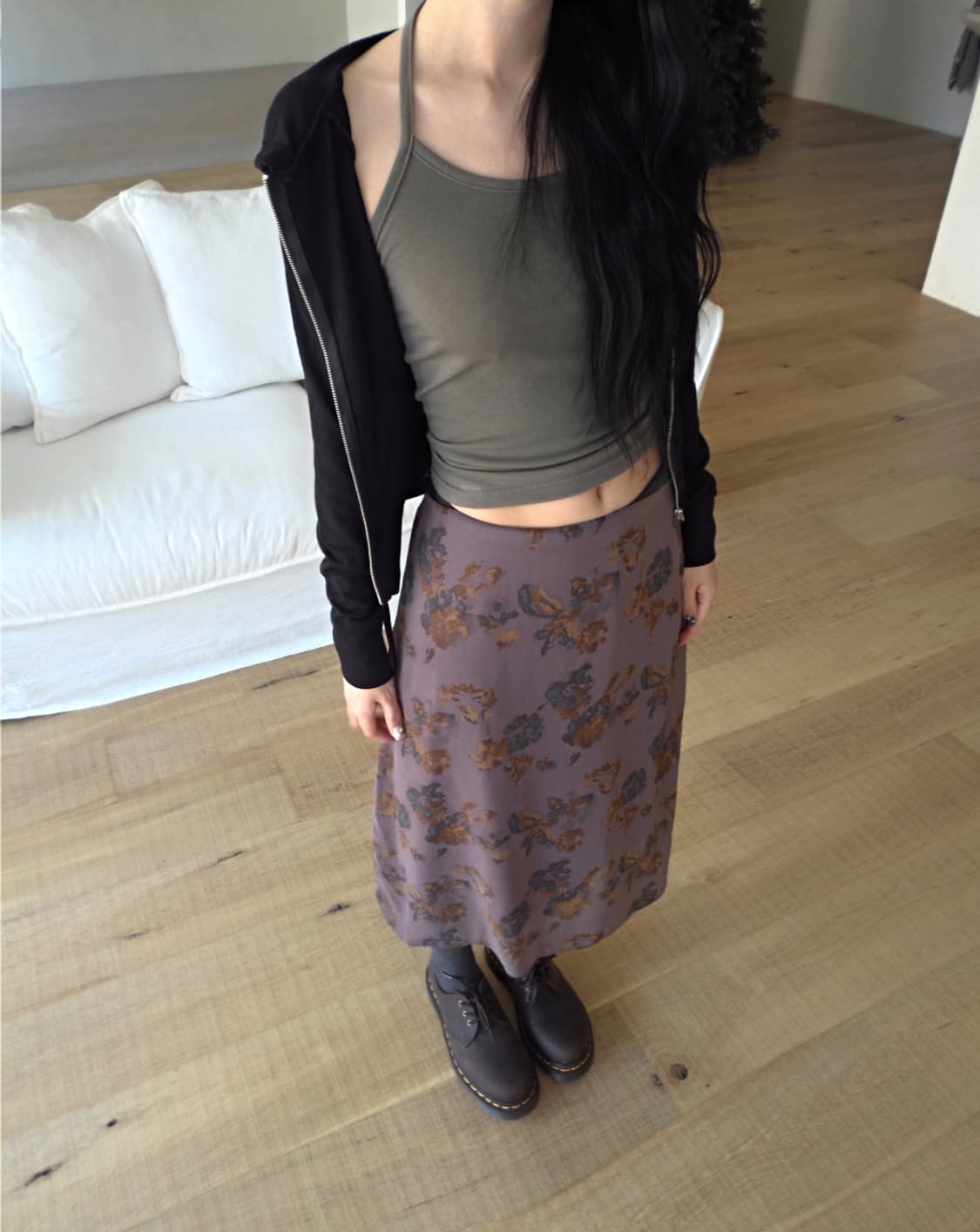 프롬뮤즈 플로럴 미디 스커트 상품이미지3